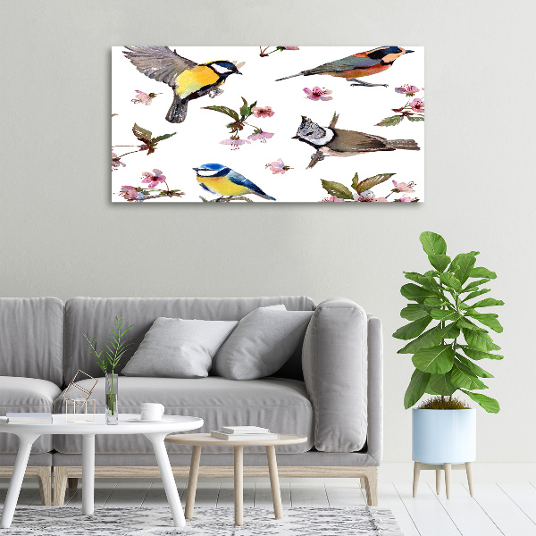 Imprimare tablou canvas Bird flori de cires