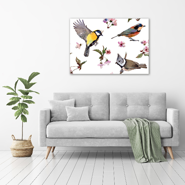 Imprimare tablou canvas Bird flori de cires