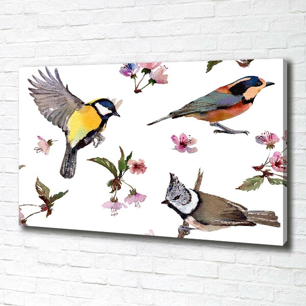 Imprimare tablou canvas Bird flori de cires