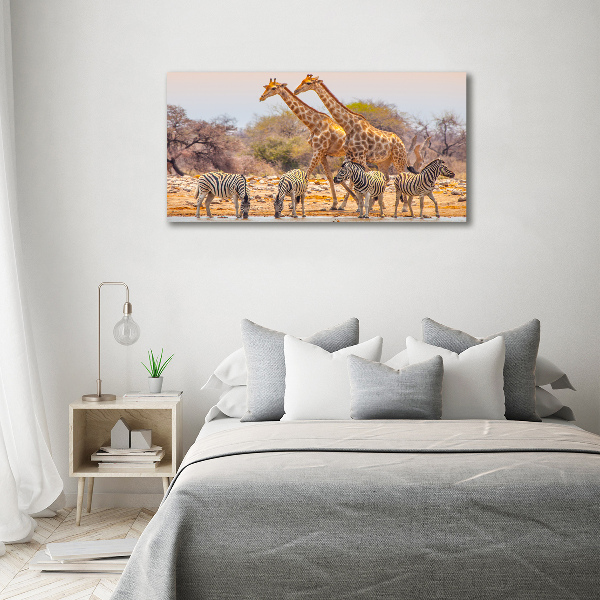 Imprimare tablou canvas Girafe și zebre