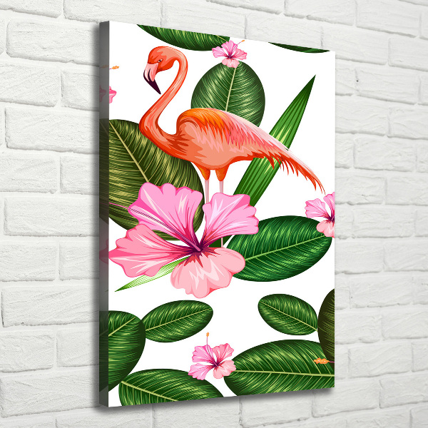 Imprimare tablou canvas Flamingos și flori