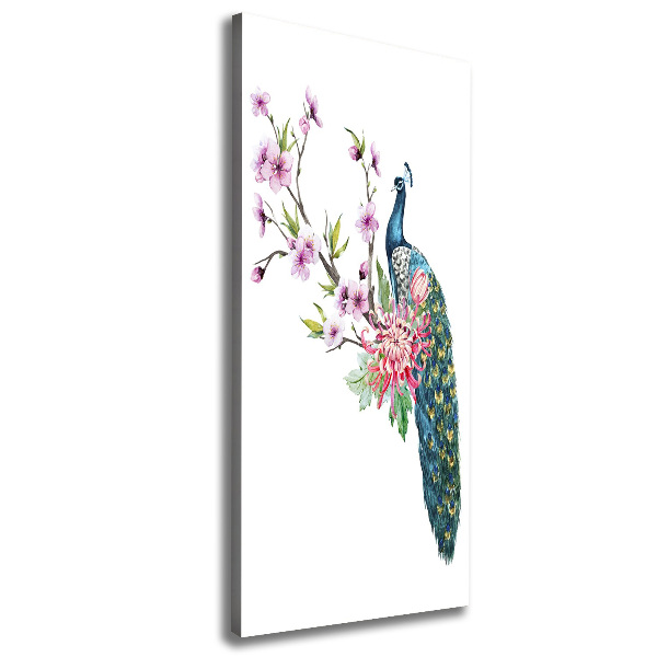 Tablou pe pânză canvas Peacock și flori