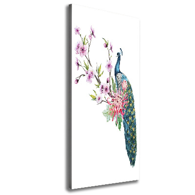 Tablou pe pânză canvas Peacock și flori