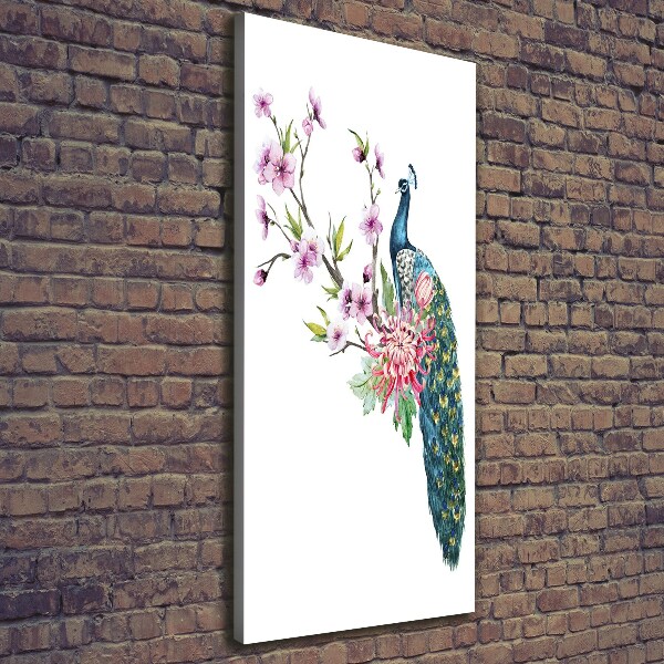 Tablou pe pânză canvas Peacock și flori