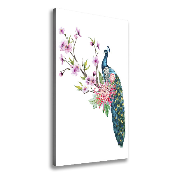 Tablou pe pânză canvas Peacock și flori