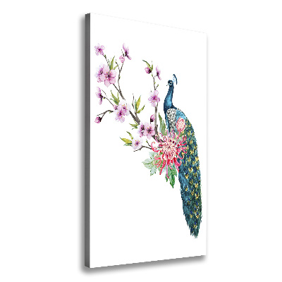 Tablou pe pânză canvas Peacock și flori