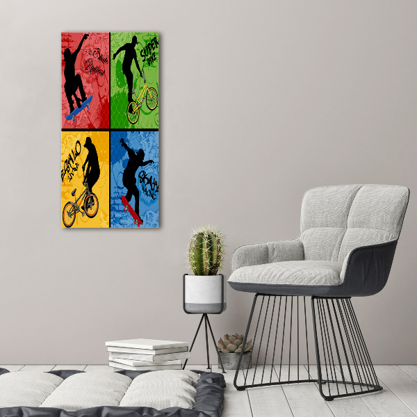 Tablou canvas Biciclete și skateboard