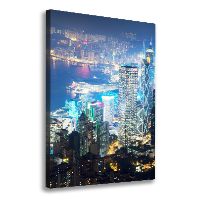 Tablouri tipărite pe pânză Hong Kong pe timp de noapte