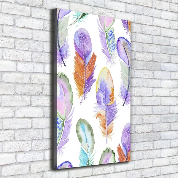 Pictură pe pânză pene colorate