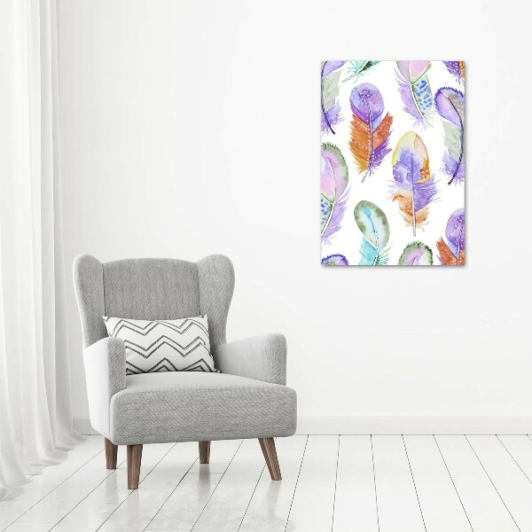 Pictură pe pânză pene colorate