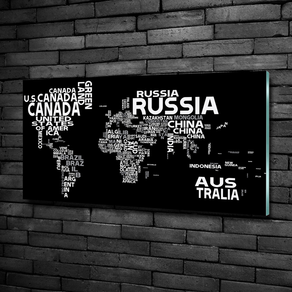 Tablou sticlă Harta subtitrării Mondiale