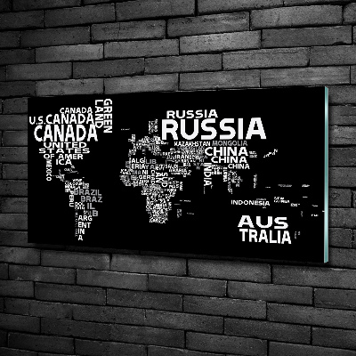Tablou sticlă Harta subtitrării Mondiale