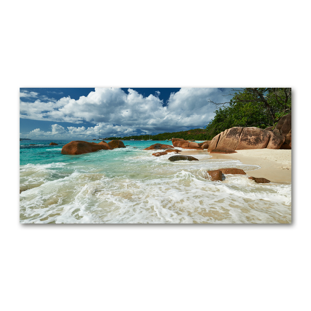 Tablou sticlă plaja Seychelles