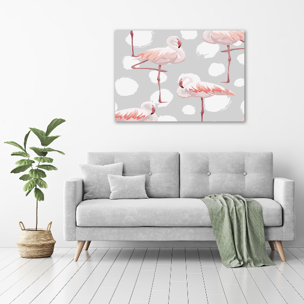 Tablou pe pe sticlă Flamingos