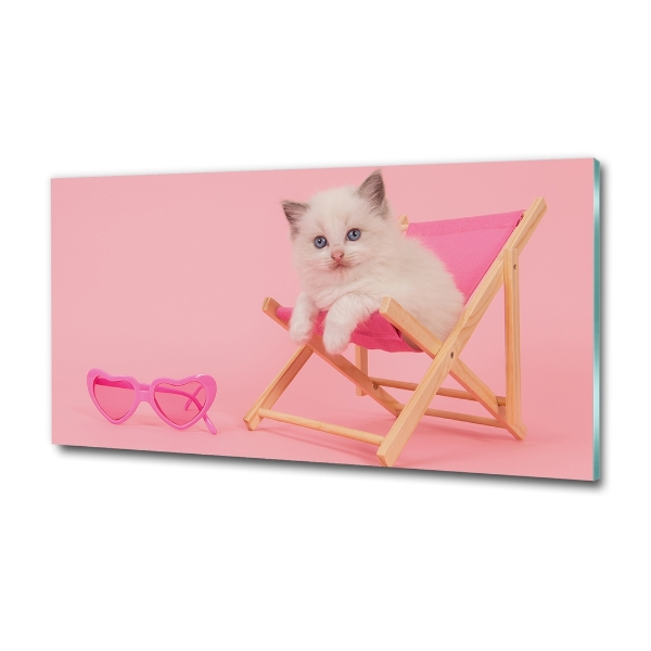 Tablou sticlă Cat pe un șezlong