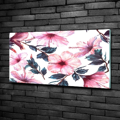 Tablou pe pe sticlă flori de hibiscus