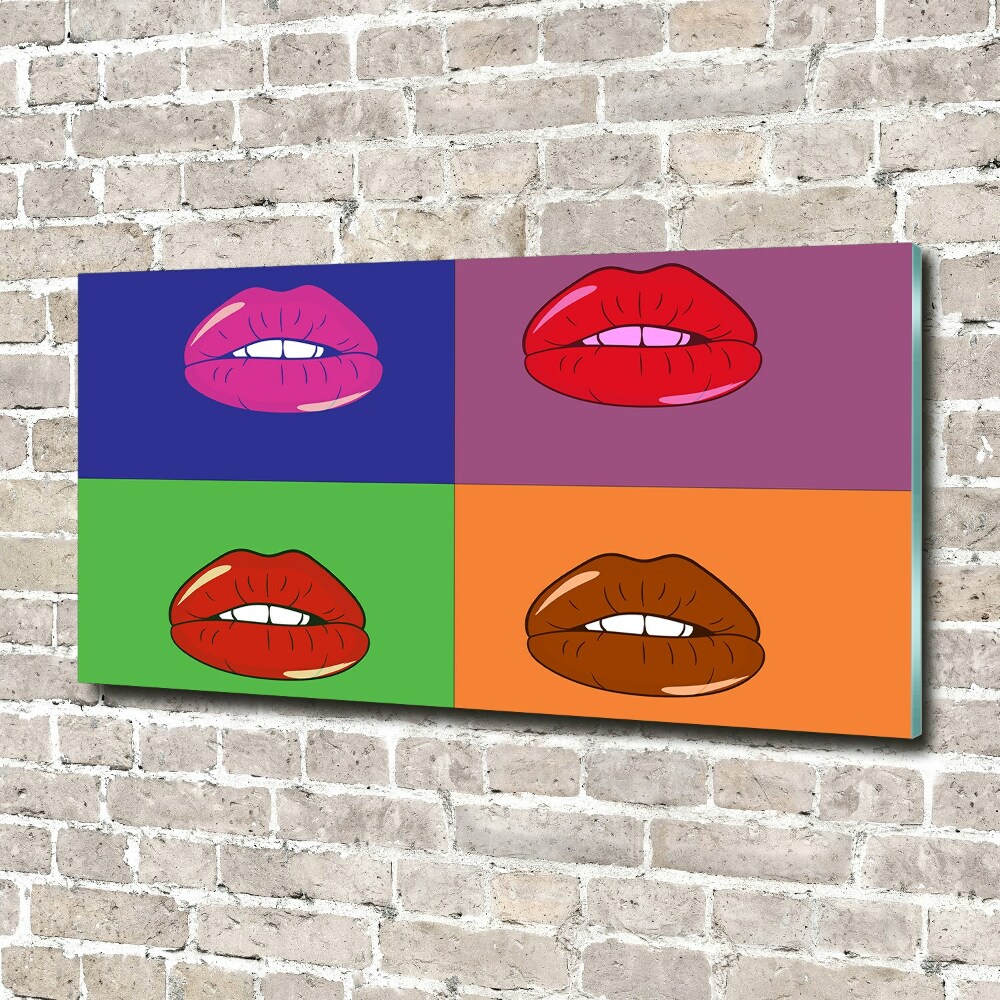 Tablou pe pe sticlă buzele colorate