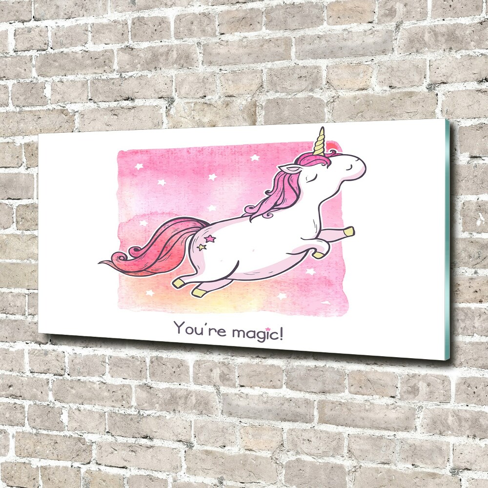 Tablou sticlă unicorn roz