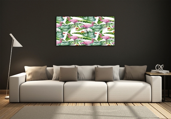 Fotografie imprimată pe sticlă plante Flamingos