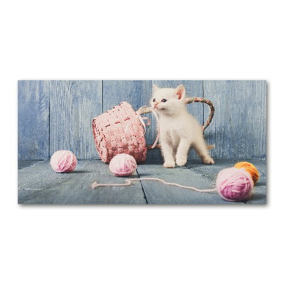 Imagine de sticlă pisică albă și colacilor