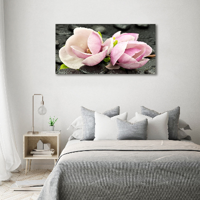 Fotografie imprimată pe sticlă Magnolia Zen Piatra