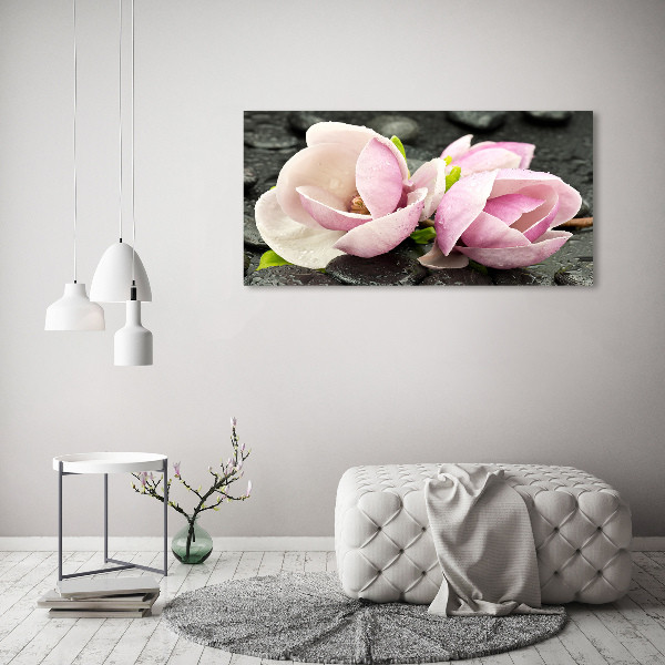 Fotografie imprimată pe sticlă Magnolia Zen Piatra