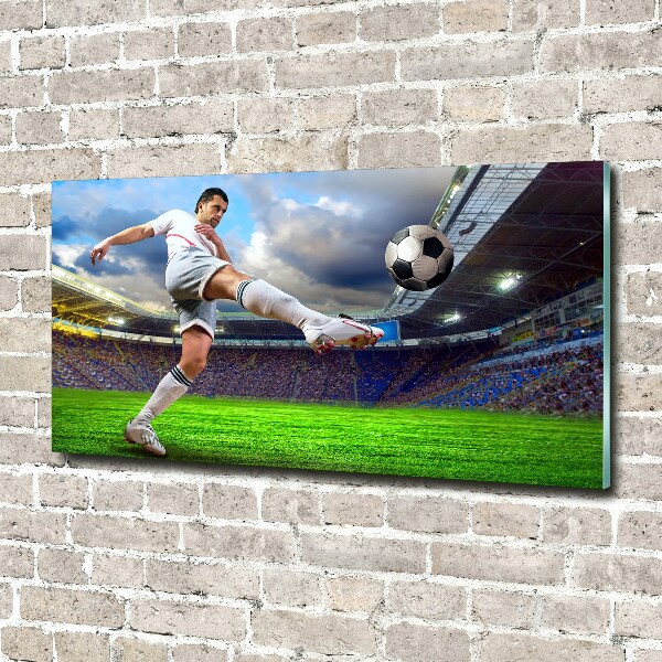 Fotografie imprimată pe sticlă jucător de fotbal pe stadion