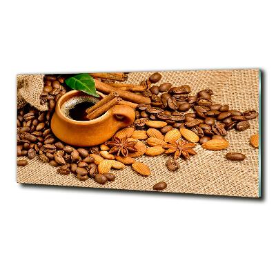 Tablou sticlă Boabe de cafea și ceașcă