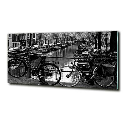 Fotografie imprimată pe sticlă biciclete Amsterdam