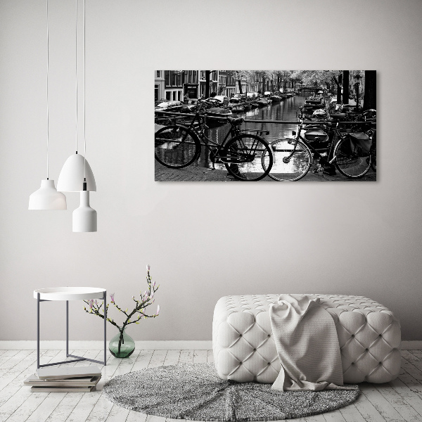 Fotografie imprimată pe sticlă biciclete Amsterdam