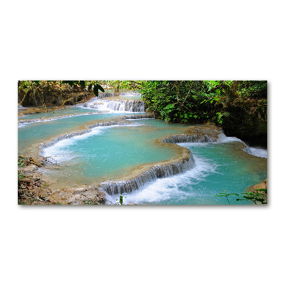 Tablou sticlă Cascada din pădure