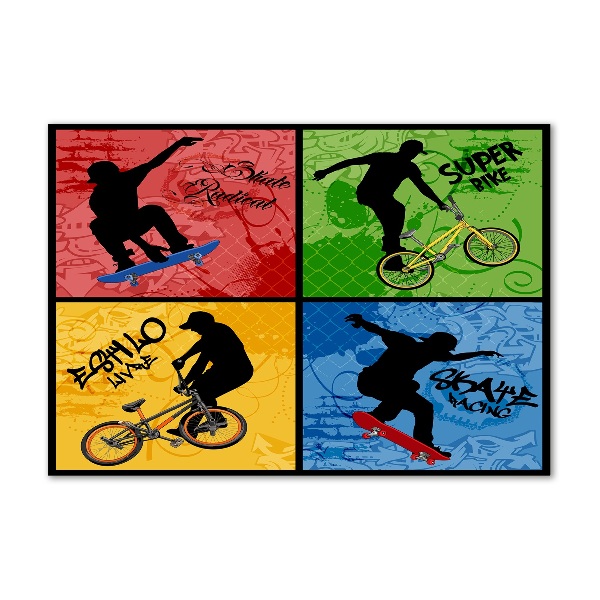 Tablou pe pe sticlă Biciclete și skateboard