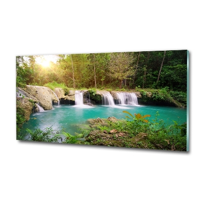 Tablou pe pe sticlă Cascada din pădure
