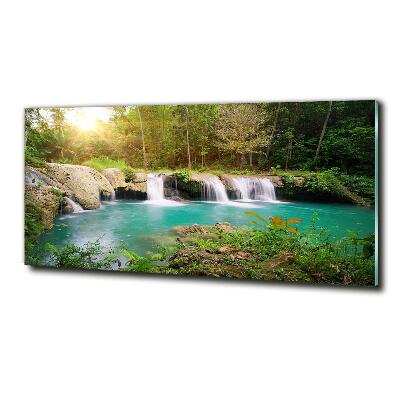 Tablou pe pe sticlă Cascada din pădure