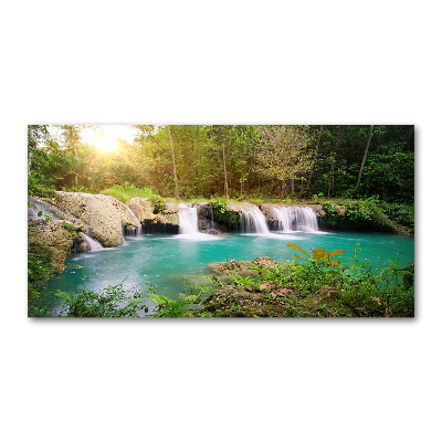 Tablou pe pe sticlă Cascada din pădure