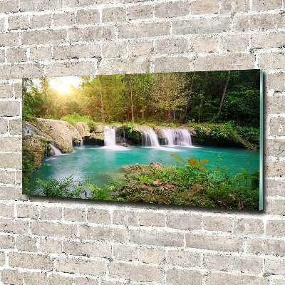 Tablou pe pe sticlă Cascada din pădure