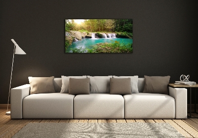 Tablou pe pe sticlă Cascada din pădure