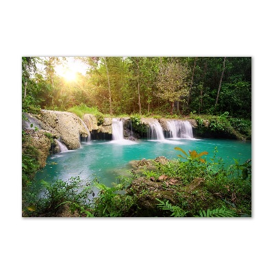 Tablou pe pe sticlă Cascada din pădure