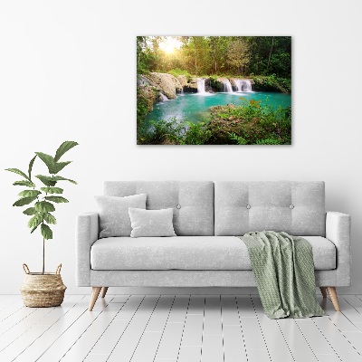 Tablou pe pe sticlă Cascada din pădure