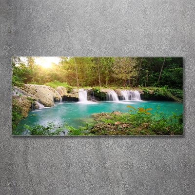 Tablou pe pe sticlă Cascada din pădure