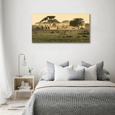 Tablou sticlă Girafele pe savana