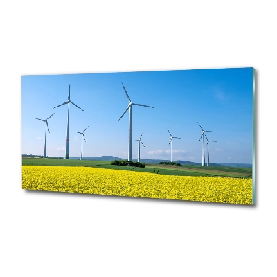 Tablou sticlă Windmills pe teren