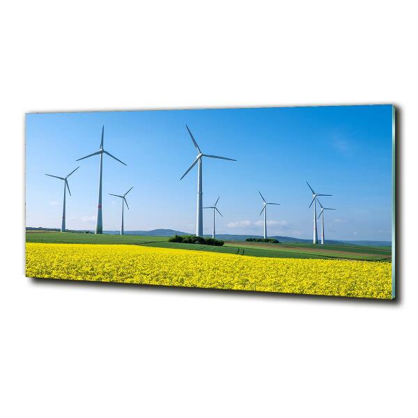 Tablou sticlă Windmills pe teren