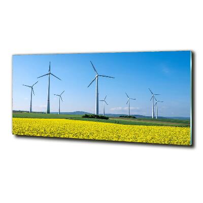 Tablou sticlă Windmills pe teren