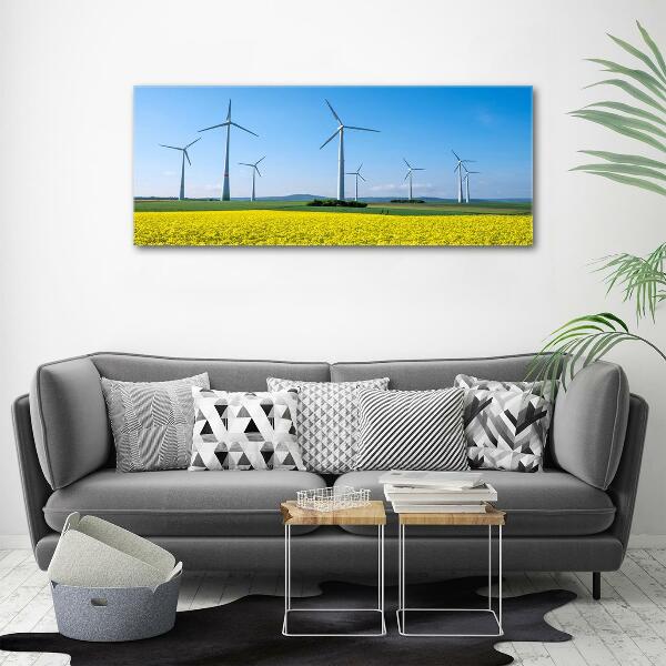 Tablou sticlă Windmills pe teren