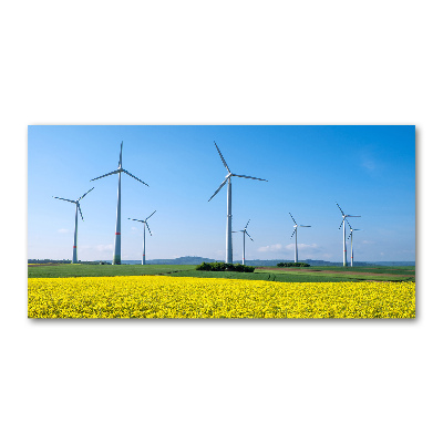 Tablou sticlă Windmills pe teren