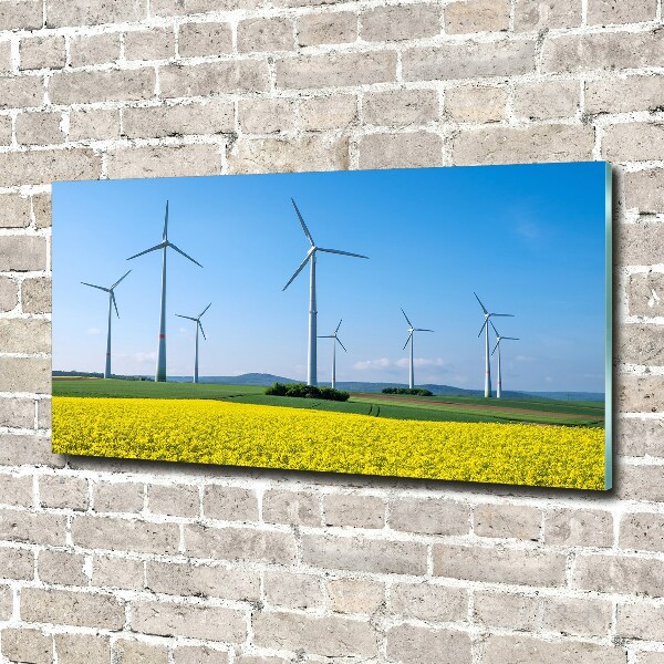 Tablou sticlă Windmills pe teren