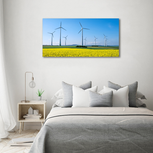 Tablou sticlă Windmills pe teren