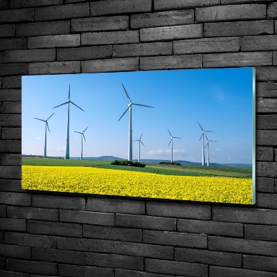 Tablou sticlă Windmills pe teren