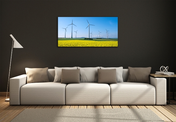 Tablou sticlă Windmills pe teren